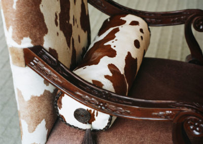 Retro chair with cowhide pattern upholstery