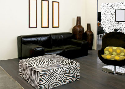 Living room in African style with zebra