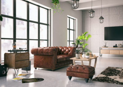 Loft room with cozy design