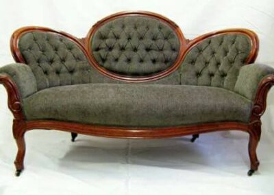 Fabric and Wood Antique Sofa
